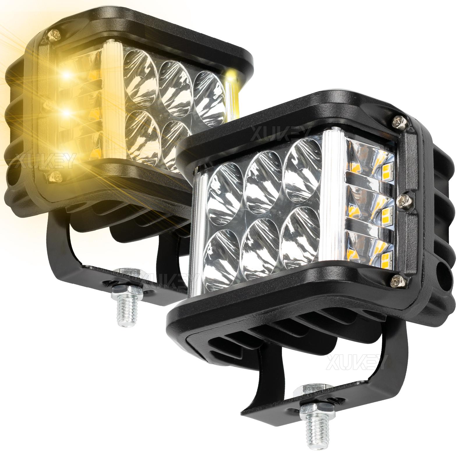 

2x4-дюймовые стробоскопические светодиодные фонари Янтарный боковой стрелок Белое пятно Внедорожные фонари Бар Аварийный противотуманный свет для вождения Рабочий свет Грузовик Лодка Внедорожник белый