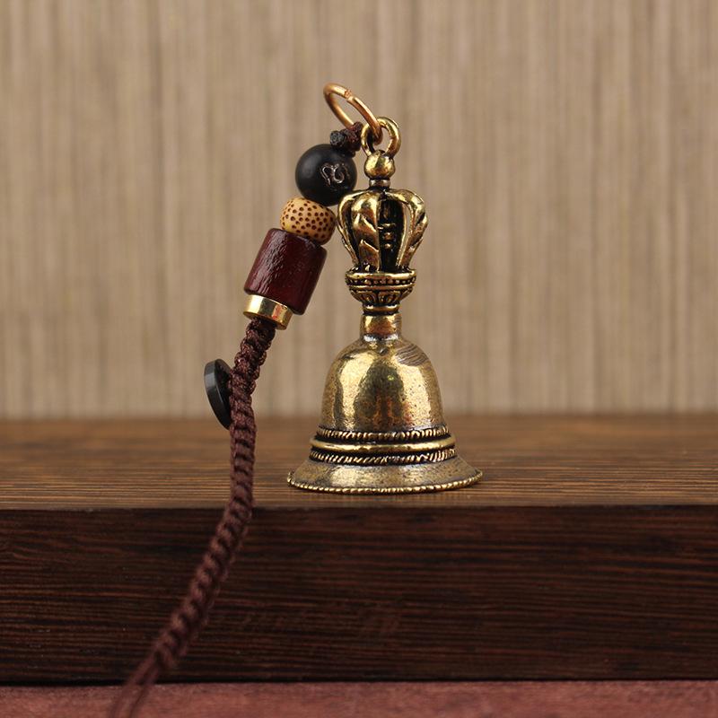 Vintage Vintage Brass Bell Wings Decoration Guardian Bell Keychain Angel Relief Hanging Decor