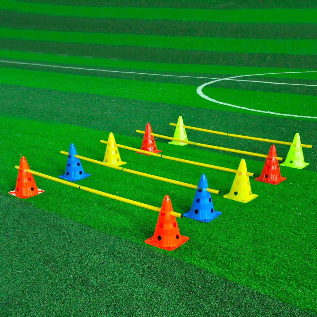 Adjustable Multi-Functional Agility Cones, Poles & Hurdles for Football Training & Sensory Integration
