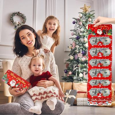 Holiday Red Cash Envelope Set: Festive Christmas Card & Dollar Holder with 6 Slots (3-Piece)