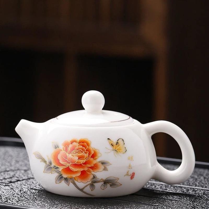 160ML Elegant Jade-White Ceramic Xishi Teapot – Classic Chinese Teaware for Home Brewing & Daily Tea Rituals