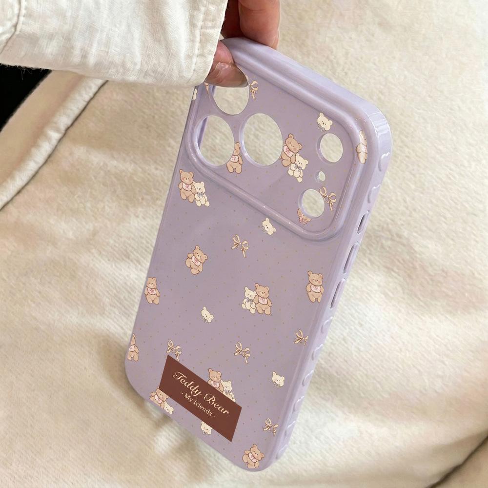Applicable To Apple 17PROMAX Soft Cute Bear Mobile Phone Case Apple 16/15 Cute 14/13 Soft Case 12 Generation