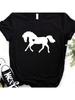 Horse With Heart Lover Print Wounisex T Shirt Short Sleeve O Neck Loose Wounisex Tshirt Ladies Fashion Tee Shirt Tops Camisetas Mujer