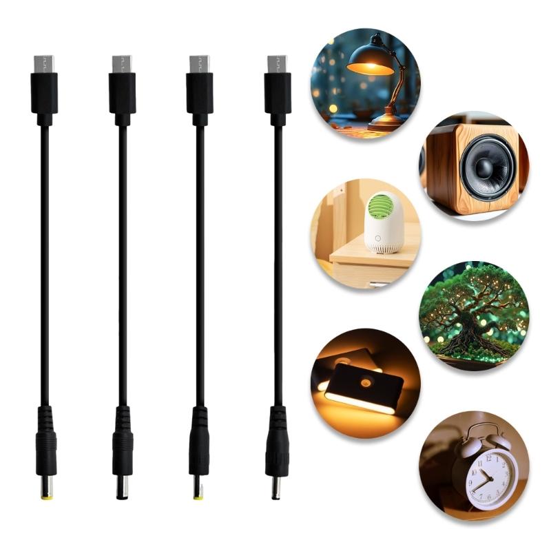 DC5V Male To Type C Male Charging Cable for Phone Tablet Speaker Headphones 4 Connector Size Supports Up To 36W Power