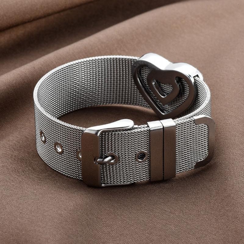 South Korea Niche Ins Love Rhinestone Strap Style Design Bracelet Silver Futuristic Cold Temperament Hand Jewelry