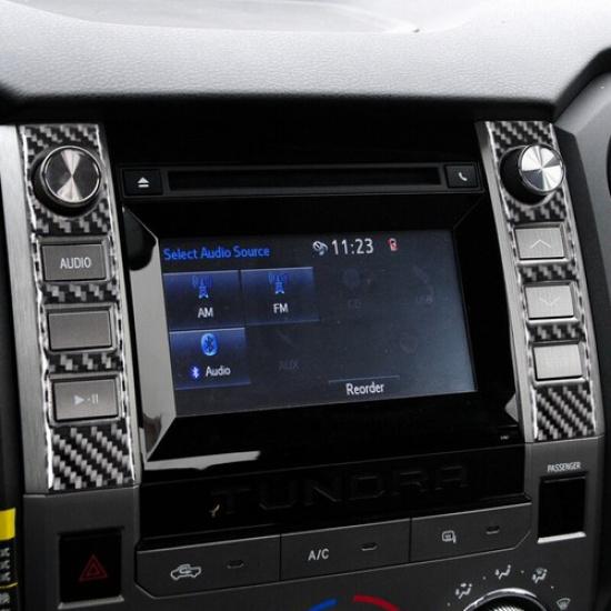 2x Carbon Fiber Central Console Volume Switch Cover Trim For Toyota Tundra 14-18