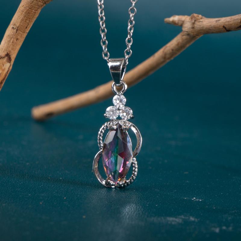 BELLA BOX Luxusní dámský náhrdelník k výročí svatby, vícebarevný zirkon, stříbrná barva řetízku, krása krku, narozeniny, trendy šperky