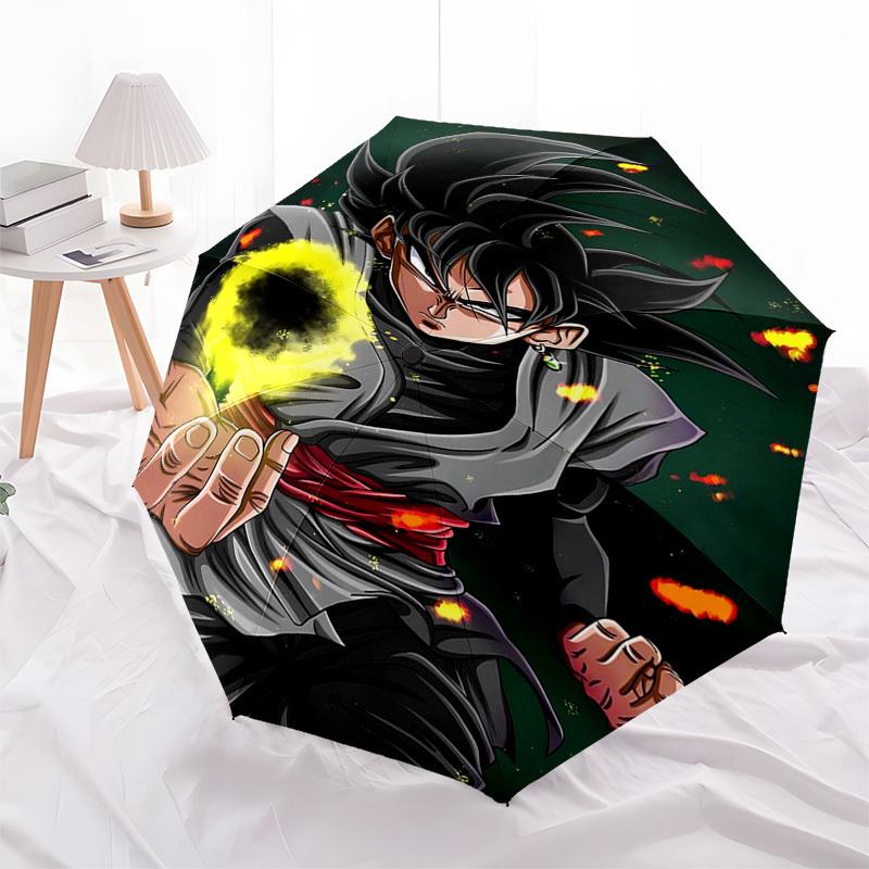 

1pc Dragon Ball Z Goku Black Hair Auto Open Close Umbrella, Portable 3-Fold Design with Iron Frame, Outdoor for Fans, Travelers, Daily Use, Gift Idea.