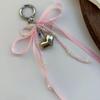Fashion Red Love Y2k Keychain Korean Charm Bag Pendant Handmade Beaded Bownot Keyring Vintage Red Metal Hanging Accessories