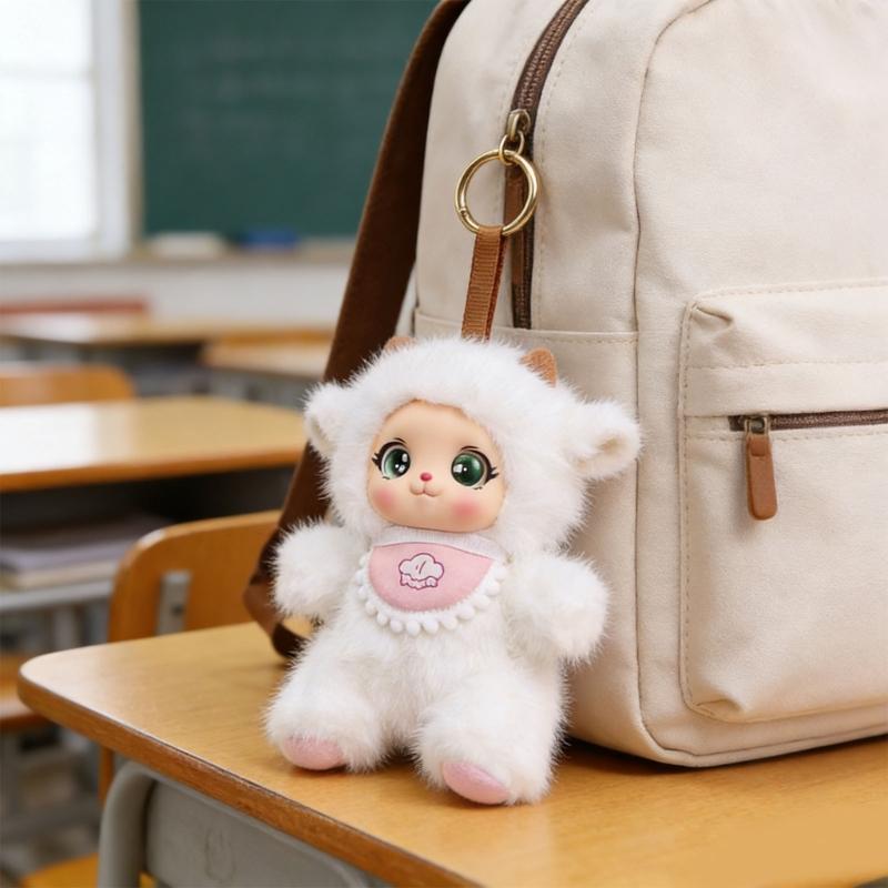 Fashionable Plush Doll Keychain In Sitting Pose 16cm Long Fashion Backpack Charm For Personalizing Keys And Bags