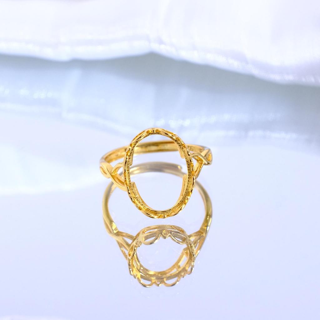 Gold Plated S925 Sterling Silver Adjustable Filigree Open Ring with Scrollwork Design