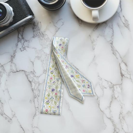 Kvinner Sommer Skjerf Bag Dekorasjon Myk Kontrast Farge Blomstertrykk Kunstnerisk Maleri Dekorer Hals Glatt snøring Dame Hårbånd Hårtilbehør