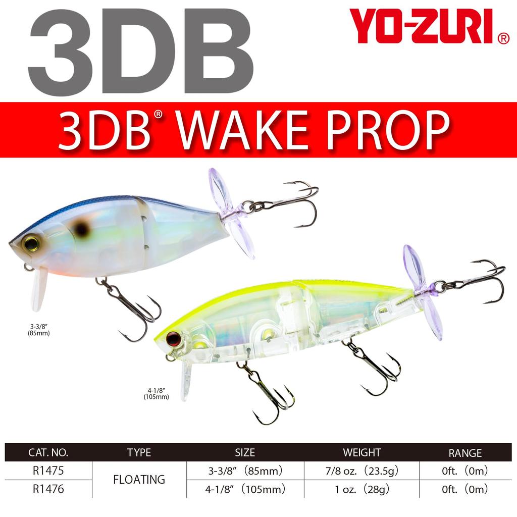 3DB Wake Prop Floating Bass Lure 105mm Sunset Shad YO-ZURI Color