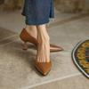 Sexy Pointed Toe Pumps Women Shoes Korean Style Fashion Apricot Black Color Block Women's High Heels Autumn Elegant Dress Shoes