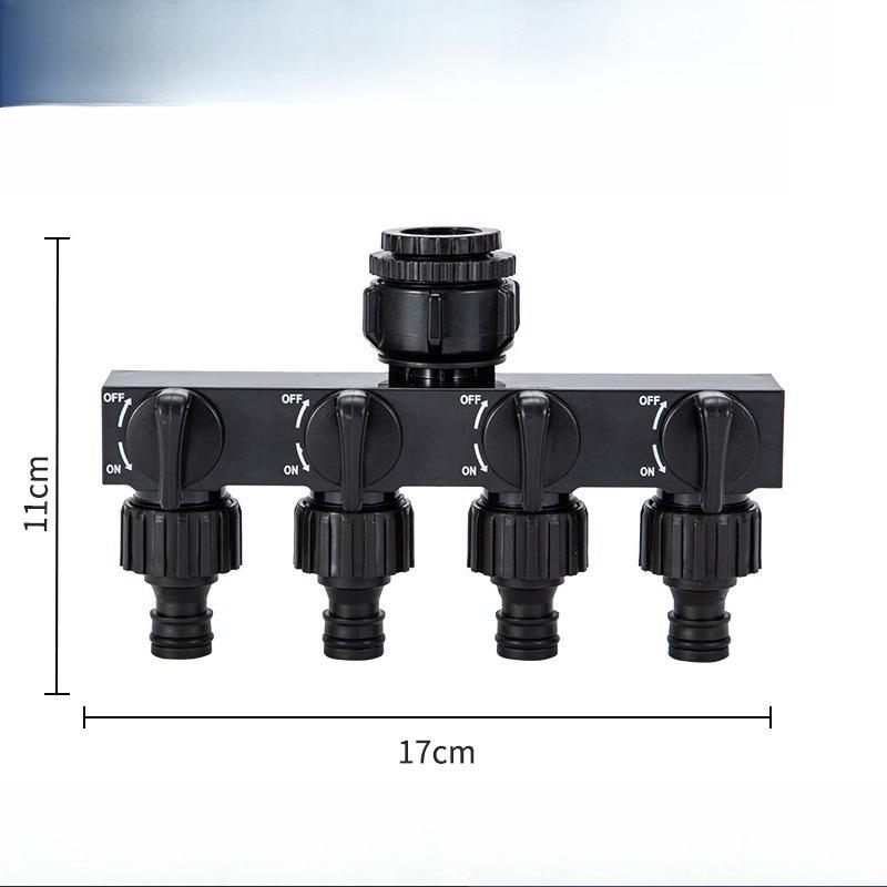 

Outdoor Garden Four Way Water Divider Valve One in Four Out Diverter Nipple Connector Plastic Hose Splitters чорний