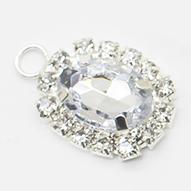 LKERAN 10Pcs 15*22mm With circle Oval Rhinestone Acrylic Button for Clothing DIY Decorative Crafts Sewing Accessories Metal