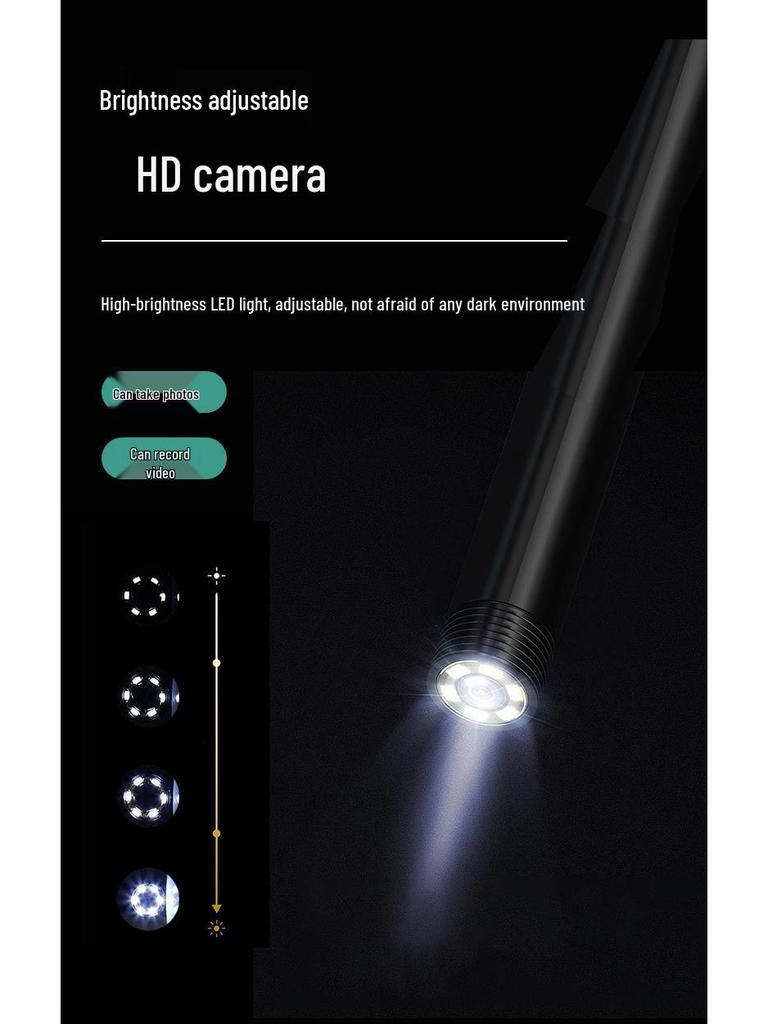 Cross-border 5.5/7mm 3-in-1 Endoscope for Industrial, Pipeline, Car, and AC Detection, Compatible with Mobile Phones (1-10M Range)