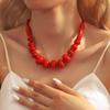 Bohemian Double-Layer Resin Red Coral Necklace for Women