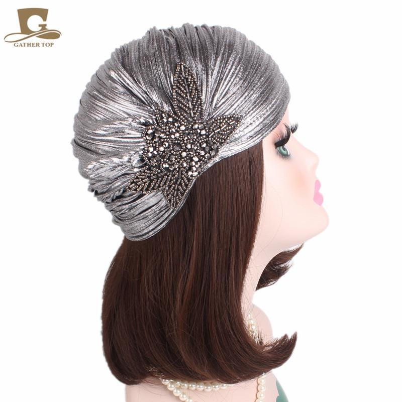 Nobile cappello indiano plissettato bronzato, accessori gioiello foulard berretto TJMC