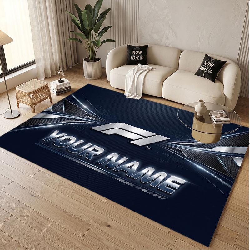 Custom Rug F1 Pattern Print Name Text Soft Non‑Slip Floor Carpet for Home Indoor Decoration