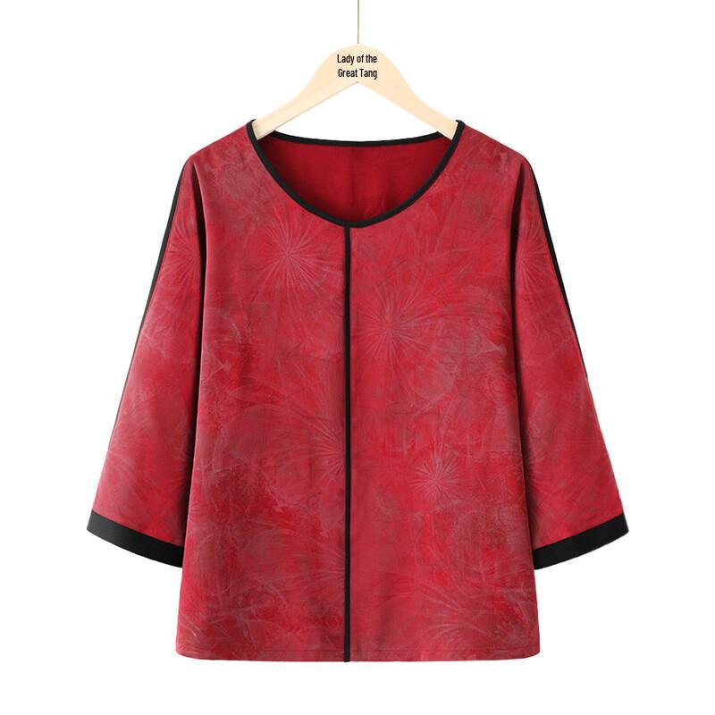 Women s Breathable Seven-Sleeve Round Neck Shirt L