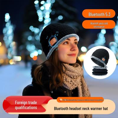 Plus Samt Bluetooth Nackenschal Musikmütze mit Flanell und Geräuschunterdrückendem Gehörschutz