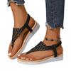 Sandals women's summer new rhinestone wedge sandals muffin thick-soled elastic herringbone sandals