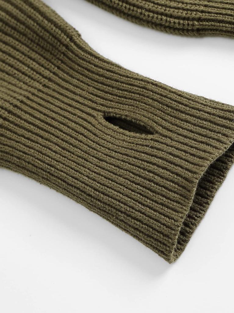 US Army TYPE Command Sweater with Long Sleeve Crew Neck [Norman] Men's Pockets, (Green, M)