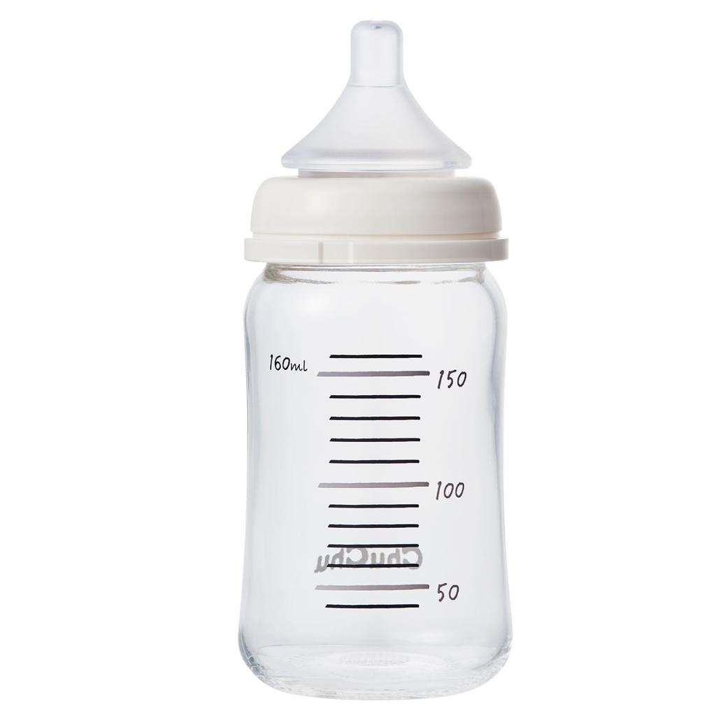 ChuChu Multi-Fit Wide-Mouth Type Heat-Resistant Glass Baby Bottle 160mL Nipple Made In Japan Newborn Weaning All Ages