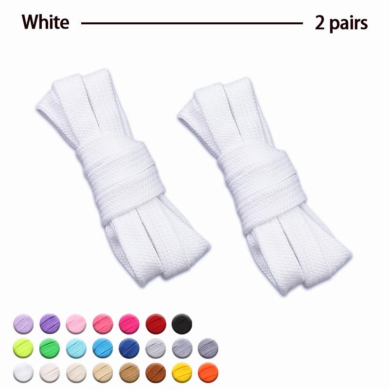 2Pair Flat Cotton Shoelaces Wide Sneaker Replacement Shoe Laces Classic Colored Shoelaces 80/100/120/140/160cm Unisex Shoestring