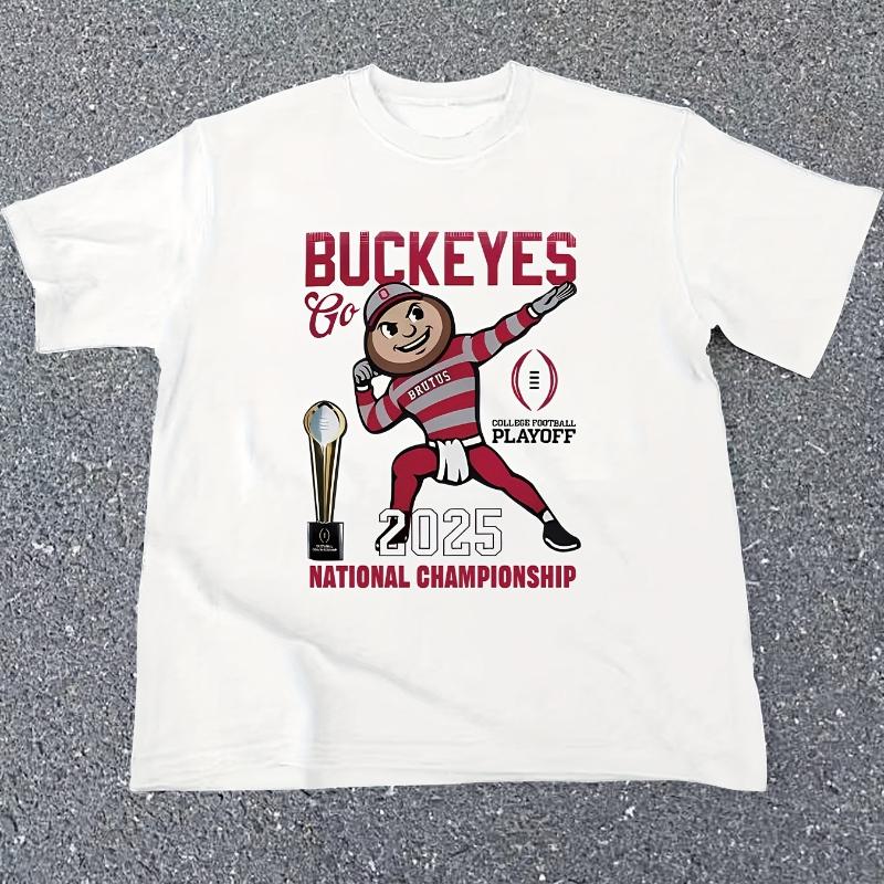 

Графическая футболка «Buckeyes 2025 National Championship», мягкая, дышащая и устойчивая к выцветанию, классического кроя для повседневной носки XXL белый