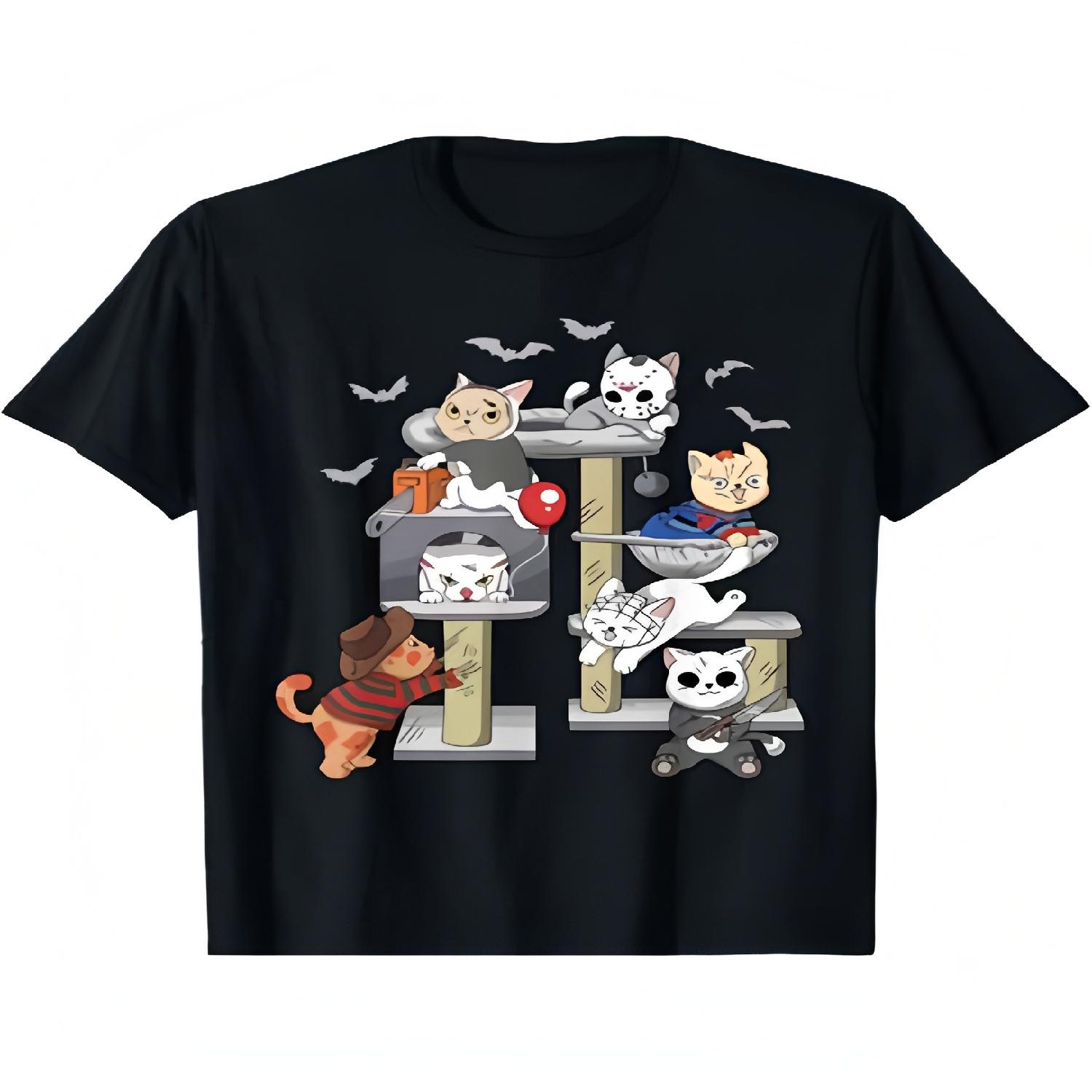 

Funny Cat Horror Movies Cute Halloween Cat Lovers Matching T-Shirt XXXXXL чёрный