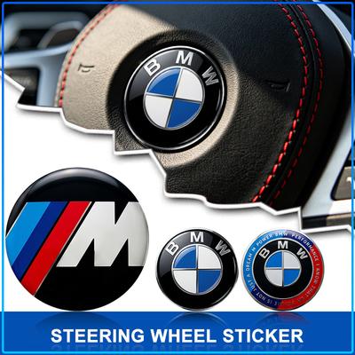 1Pcs Car Steering Wheel Sticker Emblem Decal Badge Decoration Accessorie For M Performance 1 3 5 7 E61 E70 E71 E87 E90 E91 E92 E93 E97 F01 F02 F10
