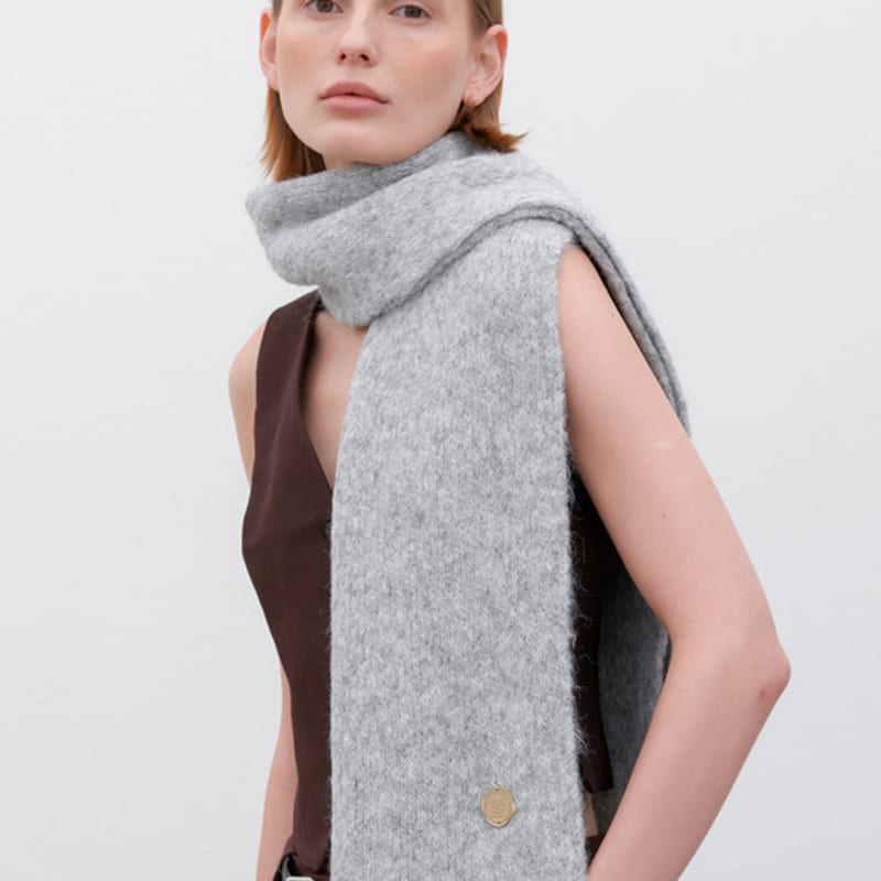 

halden soft wool knit muffler (M038_grey) grey