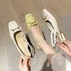 Leather Sandals Women's Beige Bag Head Back Empty Wear Summer 2025 New Light Mouth Soft Sole Thick Heel Mary Jane Single Shoes