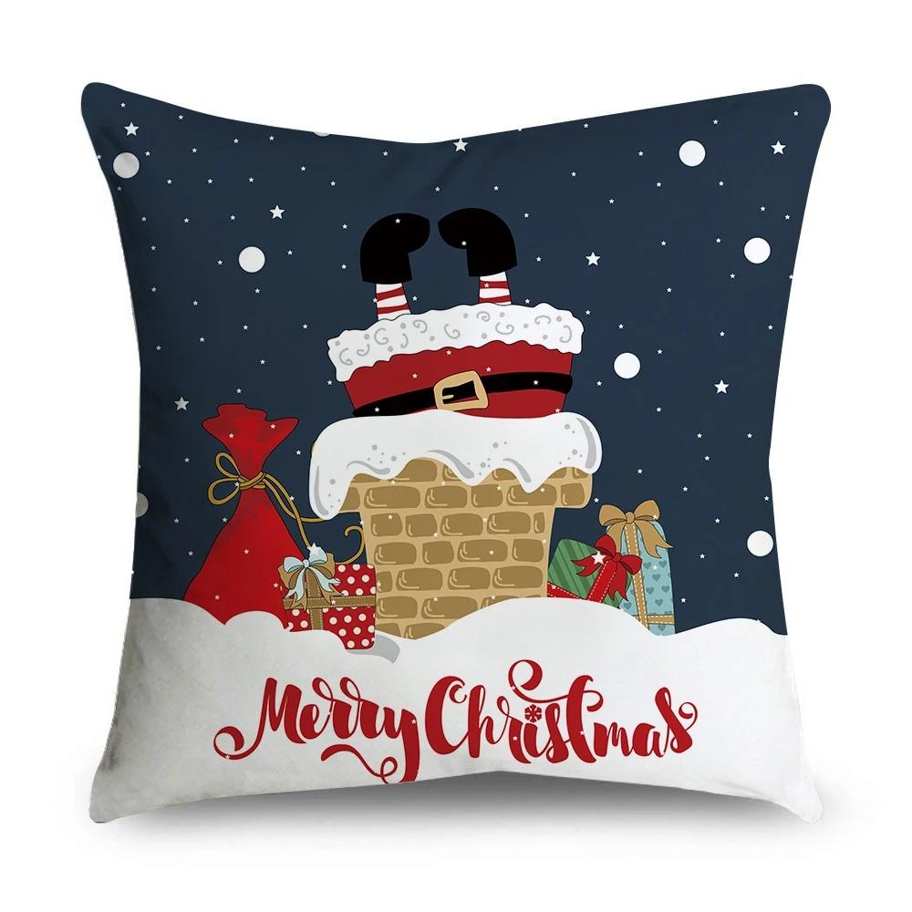 Christmas Pillowcase Animal Moose Sleigh Wreath Santa Claus Snowman Christmas Decoration Office Sofa Bed Car Throw Pillowcase