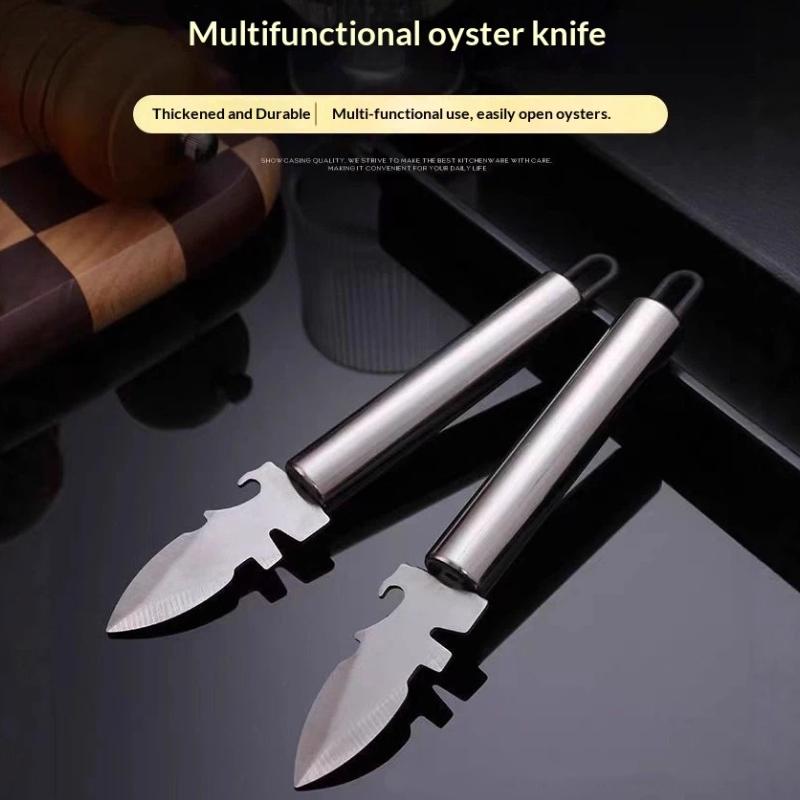 Ergonomic Design Stainless Steel Oyster Knife with Peeler for Kitchen Efficiency