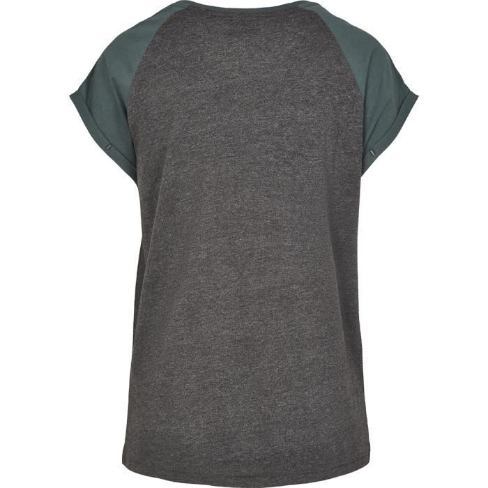 T-shirt Femme Urban Classics Manches Raglan - Anthracite/Vert - Large