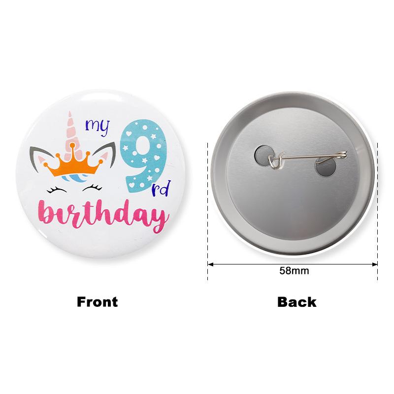 New Unicorn Theme Series Party Badge Baby First Birthday Cartoon Digital Badge 