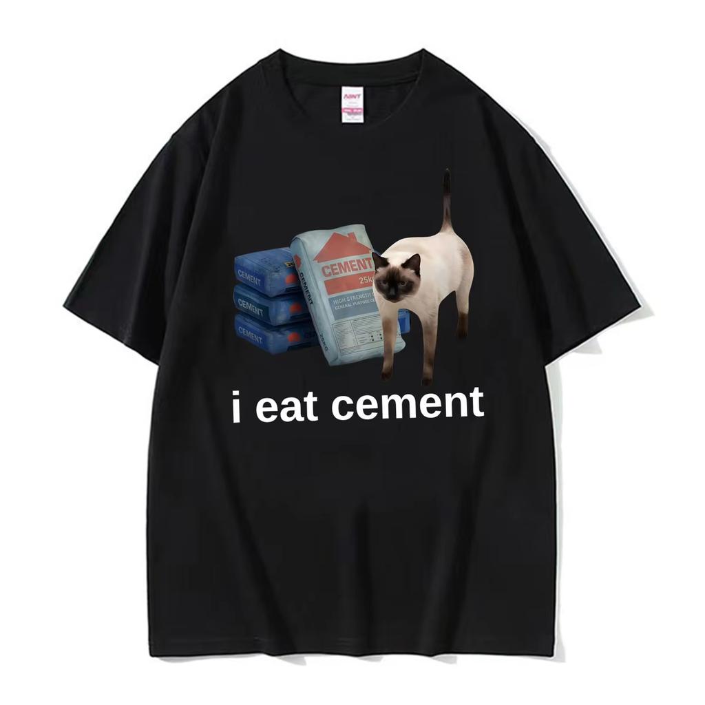 Funny I Eat CeUnisext Cat Meme Weird Gen Z Graphic T Shirt Unisex WoUnisex Vintage Fashion Tshirts Casual Oversized Short Sleeve Tshirt