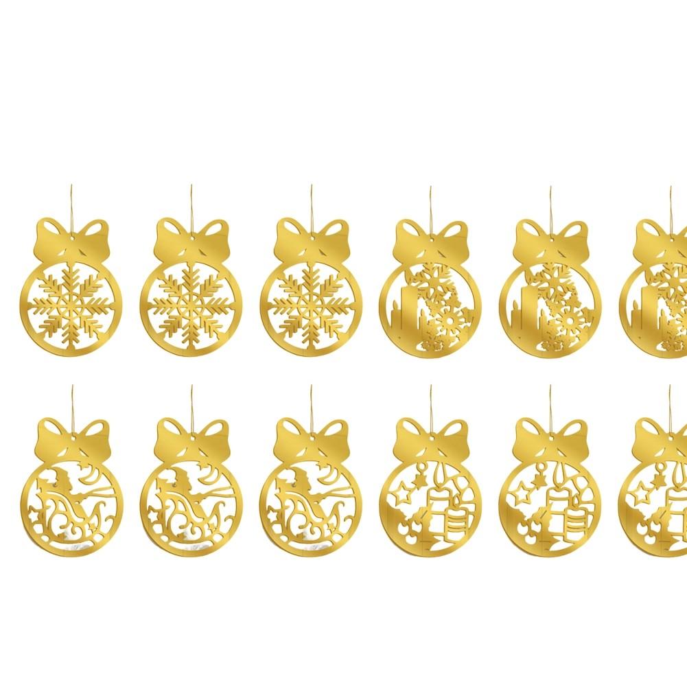 12 Unique Pieces Double-Sided Christmas Ornaments Golden Acrylic Ornaments