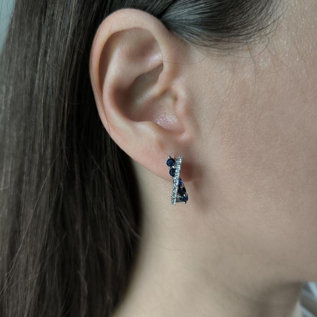 Silberne Ohrringe mit Saphir nano 1,12 ct (2189046)