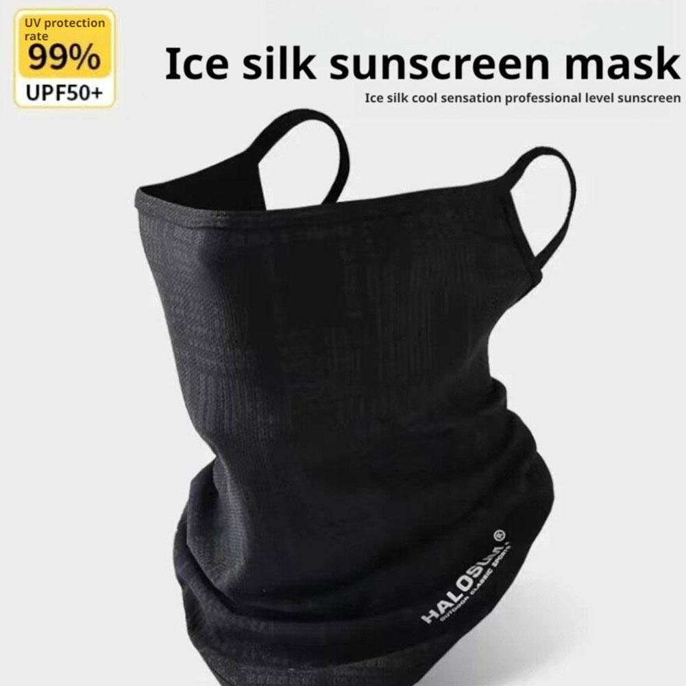 Ice Silk Hiking Face Cover Fishing Cycling Bandana Hang-Ear Gaiter Cool Running Scarf Mesh Mask N5H0