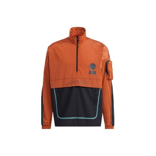 adidas Men s Casual Sports Color-Blocked Stand Collar Jacket, Orange M оранжевый