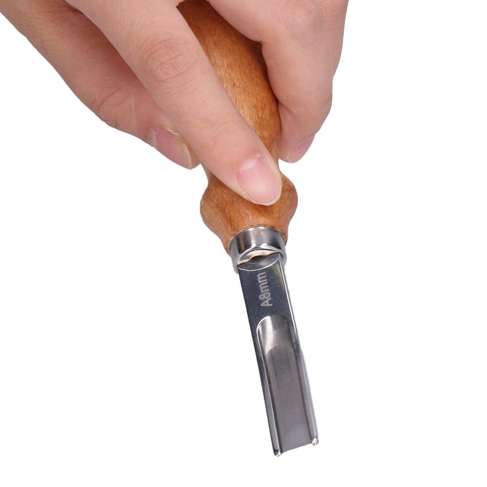 3pcs Wide Mouth Edge Skiving Tool Wooden Handle Leathercraft Trimmer  DIY Leatherwork