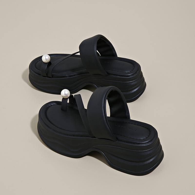 CRLAYDK Women's Flip Flops Walking Slide Sandals Summer Comfortable Slip On Wedge Straps Beach Casual Thick Sole Slippers