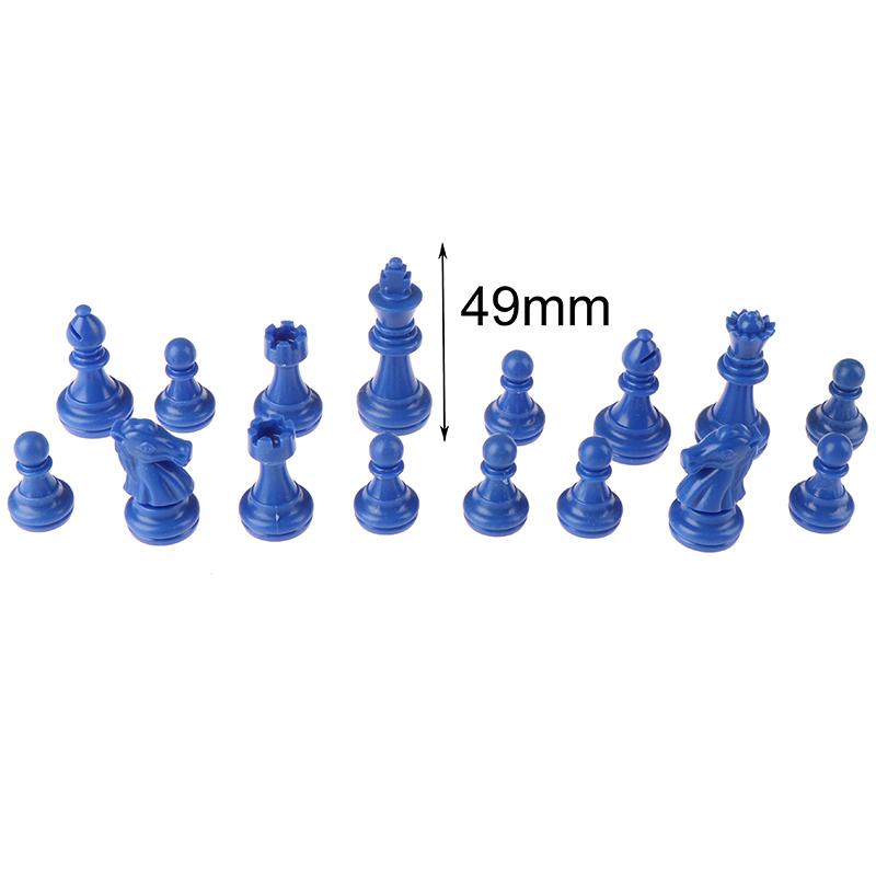 1Set 32Pcs Chess Set Plastic Ps Material Blue And White Medieval Chess Games For Adults Travel Chess Pieces Games Kids Toys