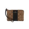 New Corner Zip Leather Pochette Clutch Coin Wrist Bag Wallet Small Women's Black & Brown 58035-IMCBI