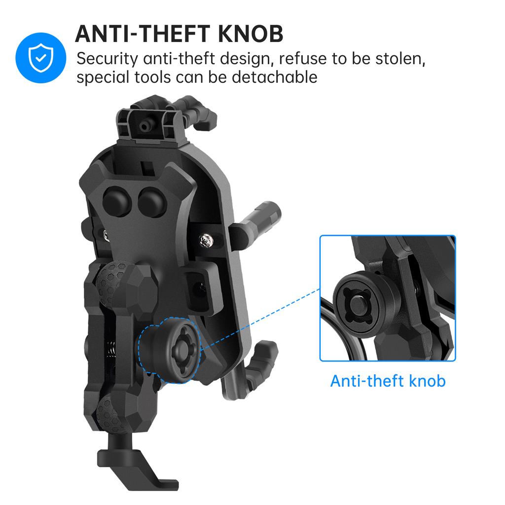 Motorcycle Phone Mount Holder Waterproof Motorcycle Cell Phone Holder Anti-theft 360 Degrees Rotation Motorbike Rearview Mirror Mount for 3.5-6.5inch