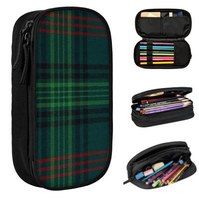 Outlander Leather And Tartan Scottish Art Pencil Case for Boy Girl Gifts Pen Box Pencil Bag Stationery Supplies Pen Holder Bag